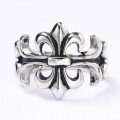 wholesale Vintage sterling silver retro-style Luo Xin cross ring, hip-hop couple distressed hollow cross floral finger ring accessory-0-4