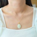 wholesale 18K Gold Certified Minimalist Hotan Jade Pendant with Prong Setting, Small Niche Luxury Large Cabochon Gemstone Necklace for Women-0-3
