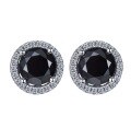 wholesale Metal material first, Mu Jing Jewelry newblack stone 1 carat round diamond earrings, hot-selling cross-borderonand Wish-0-4