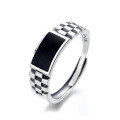 wholesale S925 Sterling Silver Black Enamel Geometric Ring,-0-4