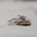 wholesale 925 Sterling Silver Hammered Surface Couple Rings, Minimalist Morning and Evening Matching Student Rings Valentine's Day Gift Unset Open Adjustable-0-0