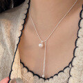 wholesale S925 Sterling Silver Swarovski Pearl Tassel Necklace for Women, Korean Minimalist LuxuryDesign Cold Tone Collarbone Chain-0-1