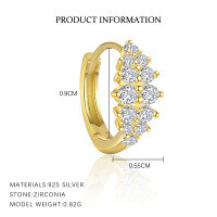wholesale S925 Sterling Silver Geometric Zircon Earrings For Women, European And American Fashion Set, French Luxury Ear Cuffs-E4736-Gold/Pair 925 Silver