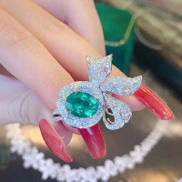 wholesale Sterling Silver 5ct Emerald Cut 10*12 Oval Shape Ring by Zhuozhifan Jewelry New Cross-Border Hot-R403 Emerald No.7