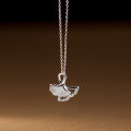 wholesale S925 silver hollow-out ginkgo shell necklace, Korean and Japanese style, sweet, unique, and elegant women's neck accessory D9458-0-0
