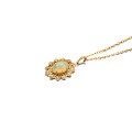 wholesale 10K Gold ArtLi New Jewelry Vintage Royal Style Natural Opal with Lace Edge Elegant Necklace-0-4
