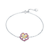 wholesale 925 Silver Elegant and Sophisticated Floral Design Gemstone Bracelet with Natural Topaz-Swiss Blue Topaz Bracelet