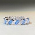 wholesale S925 Sterling Silver Cross-Border Hit Product Zirconia Full Diamond Row Ring, Niche Premium Aquamarine High Carbon Diamond Ring Wholesale-0-2