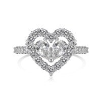 wholesale S925 Sterling Silver Exquisite and High-End Pink Heart Zirconia Design Women's Ring, Versatile and Stylish European Style Band-White Gold and White Diamonds DY121054-SW-WH>6