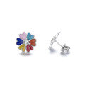 wholesale S925 Sterling Silver New Cross-Border Bestselling Moissanite Colored Bone Studs Fashionable High-End Floral Ear Studs Ear Jewelry-0-4