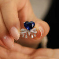 wholesale S925 Sterling Silver 9*10 Sapphire Ring for Women, Cross-Border Hot Seller,Ins-0-0