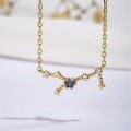 wholesale 9K gold AU375 minimalist high-end necklace with natural gemstone zodiac guardian stone pendant-0-3