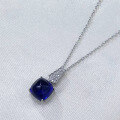 wholesale 925 Silver with 10*10mm Royal Blue Sugar Loaf Cut Pendant Necklace for Women, Collarbone Chain by Zhuozhifan New Collection-0-1