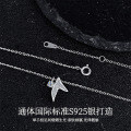 S925 Sterling Silver Mermaid Tail Pendant Necklace with Moissanite-0-0