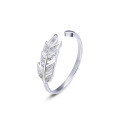 wholesale 925 Sterling Silver Leaf Ring for Women, Small and Unique Design, Light Luxury and Versatile Index Finger Ring, Adjustable Open Leaf Ring-0-4