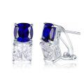 wholesale S925 Silver New European and American 4-Carat Blue-White Zircon Ear Studs for Women, Cross-Border Wish Best-Seller-0-5