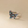wholesale S925 Sterling Silver Artistic Vintage Niche Design Exquisite Minimalist Colored Diamond Butterfly Ring R02666-0-0