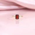 wholesale S925 Sterling Silver Ins Square 175ct Gemstone Ring Inlaid with Natural Garnet Peridot Small Fresh Ring-0-0