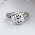 wholesale S925 Sterling Silver Irregular Spot Texture Open Ring, Personality Light Luxury French Style Versatile Ring for Women-0-2