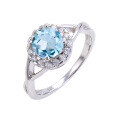 wholesale S925 Sterling Silver Vintage Natural Emerald Ring with Sapphire and Colored Gemstone Ring for Summer-0-6