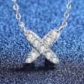 Metal Alloy New Letter Full Diamond Cross Three-Claw Earring Necklace Set, Moissanite, Minimalist Design-0-1