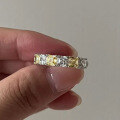 wholesale S925 Sterling Silver Yellow and White Pagoda Row Diamond Ring High Carbon Diamond Stackable Ring for Women Ins-0-2