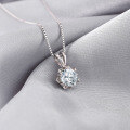 wholesale 925 Sterling Silver 1-carat Moissanite Necklace for Women, Small Snowflake Diamond Pendant, Elegant Collarbone Chain for Autumn and Winter-0-1