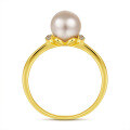 wholesale 925 Sterling Silver Hot-Selling New Inlaid Pearl Women's Ring, Electroplated Gold Without Fading, Minimalist and Fresh Index Finger Ring-0-2