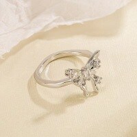 wholesale 925 Sterling Silver 3D Butterfly Open Adjustable Ring for Women, Light Luxury Elegant Fashion Versatile Non-Tarnish Index Finger Ring-xb1401--Butterfly diamond ring