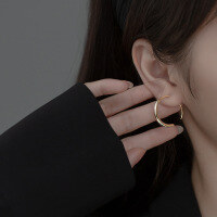 wholesale S925 Silver O-Shaped Smooth Line Ear Hook Circular Arc Drop Ear Loop Minimalist Elegant Earring G9647-S925 silver pair silver 925 silver