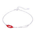 wholesale S925 Sterling Silver Kiss Letter Bracelet for Women,Ins Style Lip Drip Oil Red Lip Hand Jewelry, Trendy and Fashionable Silver Wholesale-0-4