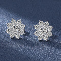 wholesale S925 Sterling Silver Moissanite Sunflower Stud Earrings for Women, Fashionable and Versatile Floral Ear Accessories Factory Wholesale-0-0
