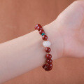 wholesale 925 Silver Handwoven New Chinese Style Hetian White Lotus Bead Purple Gold Sand Bracelet High Content Cinnabar Bead Bracelet for Women-0-3