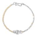 wholesale 925 Sterling Silver Yellow Crystal Spliced Chain Link Brushed Bead Bracelet for Women-0-4