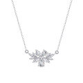 wholesale Metal: 925 Silver European and American Fashion High-End Petal Crystal Diamond Necklace, Luxury Ins Style Versatile Collarbone Chain-0-4