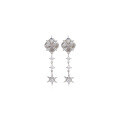 wholesale Sterling Silver S925 Snowflake Tassel Earrings for Women, Small and Exquisite Design, Luxurious and Advanced Sense, Star Long Ear Studs Ear Accessories-0-4