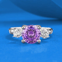 wholesale 925 Sterling Silver Zhuo ZhifanNew Style Hot Seller Cross-Border Supply for Europe, America, Southeast Asia Multi-Platform Best Seller-R1152 Fireworks Purple Diamond Ring  Size 8