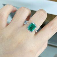 wholesale S925 Sterling Silver Ring with Emerald, Inclusions, and Veiling, Square-Cut 3-Carat Diamond Ring for Women, Wholesale-Emerald-CBJZ315 No. 6