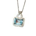 wholesale S925 sterling silver aquamarine handbag necklace for women, French-style micro-set zirconia bag charm collar chain elegant accessory-0-4