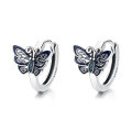 wholesale S925 Sterling Silver Retro Deep Blue Resin Iridescent Butterfly Ear Clasps New Trendy Ins Style Gentle and Elegant Earrings-0-4