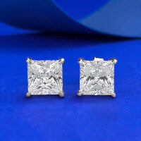 wholesale S925 Silver 7*7mm Princess-Cut White Diamond Personalized Style Stud Earrings for Cross-Border E-Commerce-E591 White Diamond Princess Earrings 925 Silver
