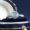 S925 Silver Inlaid Natural Weicui Sunflower Ring-0-0