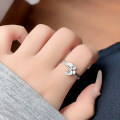wholesale S925 Sterling Silver Butterfly Ring for Women, Minimalist and Fresh with Brushed Design, Cold Tone Style, Versatile and Wholesale-0-5