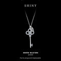S925 Sterling Silver Key Lock Necklace, Women's Korean Style Luxury Fashion Pendant Chain-0-4
