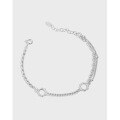 wholesale S925 Sterling Silver Korean Version Ins Minimalist Dainty Sunflower Double-Layer Chain Link Bracelet for Women-0-0