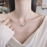 wholesale S925 Sterling Silver Snake Chain with Spacer Beads and Crushed Silver Pendant, Daily Korean Ins Style Design Versatile Collarbone Necklace-531L/approximately 7.1g 925 silver