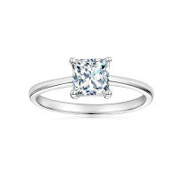 Metal Heart-Cut Zirconia Women's Split Shank Solitaire Ring, Light Luxury Cross-Border Hot-Style Wholesale.-Classic square diamond ring [K white]  US size 5