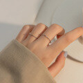 wholesale S925 silver ring for women, minimalist and fresh bean chain ring, small and sweet hand accessory J9120-0-1