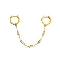 wholesale Sterling Silver Single Chain Hoop Earring with Unique Sweet and Edgy Trendy Creative Niche Design-Gold 925 silver