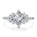 wholesale S925 Sterling Silver 2-Carat Princess Cut Moissanite Ring for Women, High-End Silver Jewelry-0-5